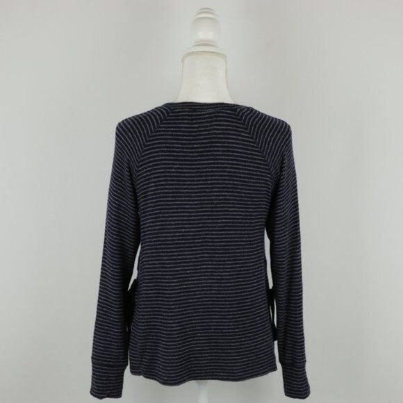 Sundry Women's Size Extra Small Blue White Striped Side Tie Scoop Neck Sweater - Picture 3 of 8